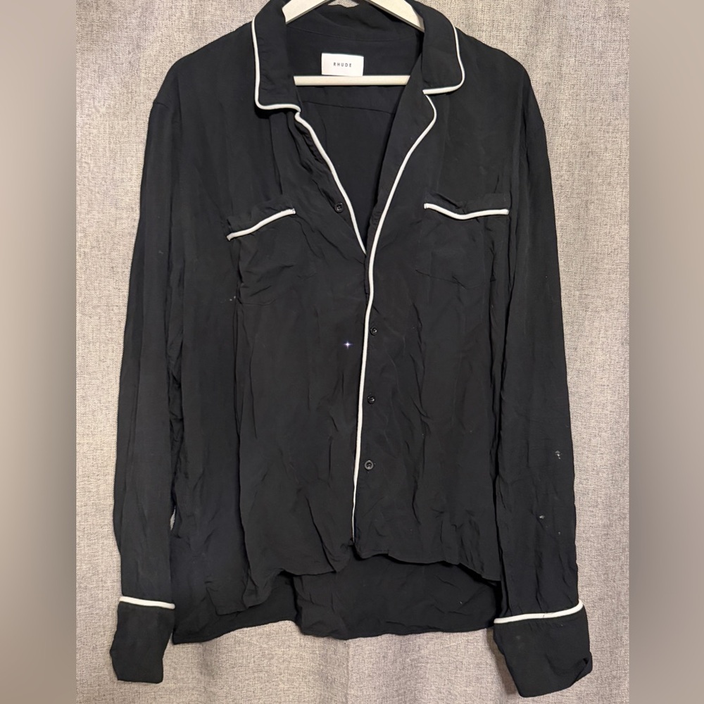 Rhude Black Shirt with White Trim